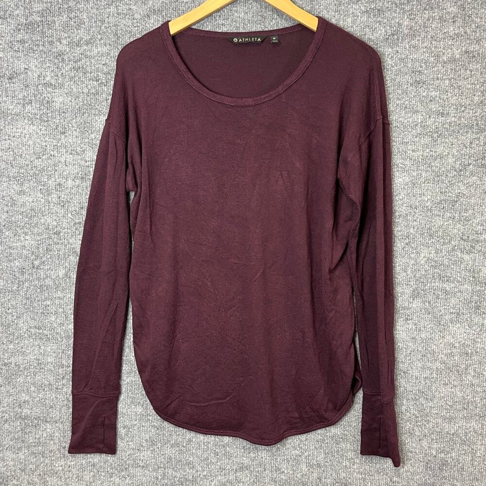 Athleta Women’s Maroon Long Sleeve Yoga Athletic Shirt Size Medium